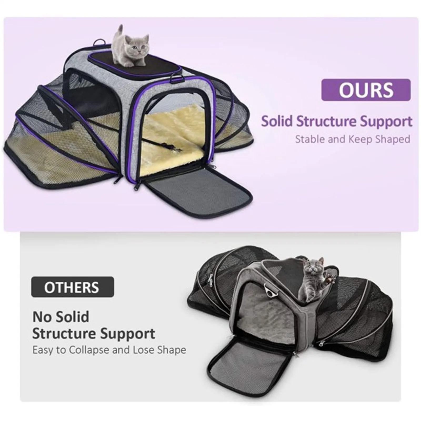 Pet Travel Bag Safe Airline Approved Expandable Foldable Soft-Sided Dog Carrier