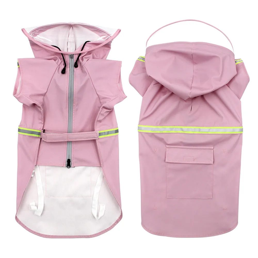 Pet waterproof raincoat pet clothing with reflective strips