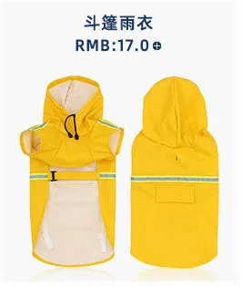 Pet waterproof raincoat pet clothing with reflective strips