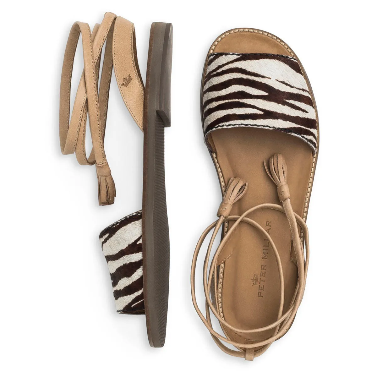 Peter Millar Calf-Hair Sandal Natural