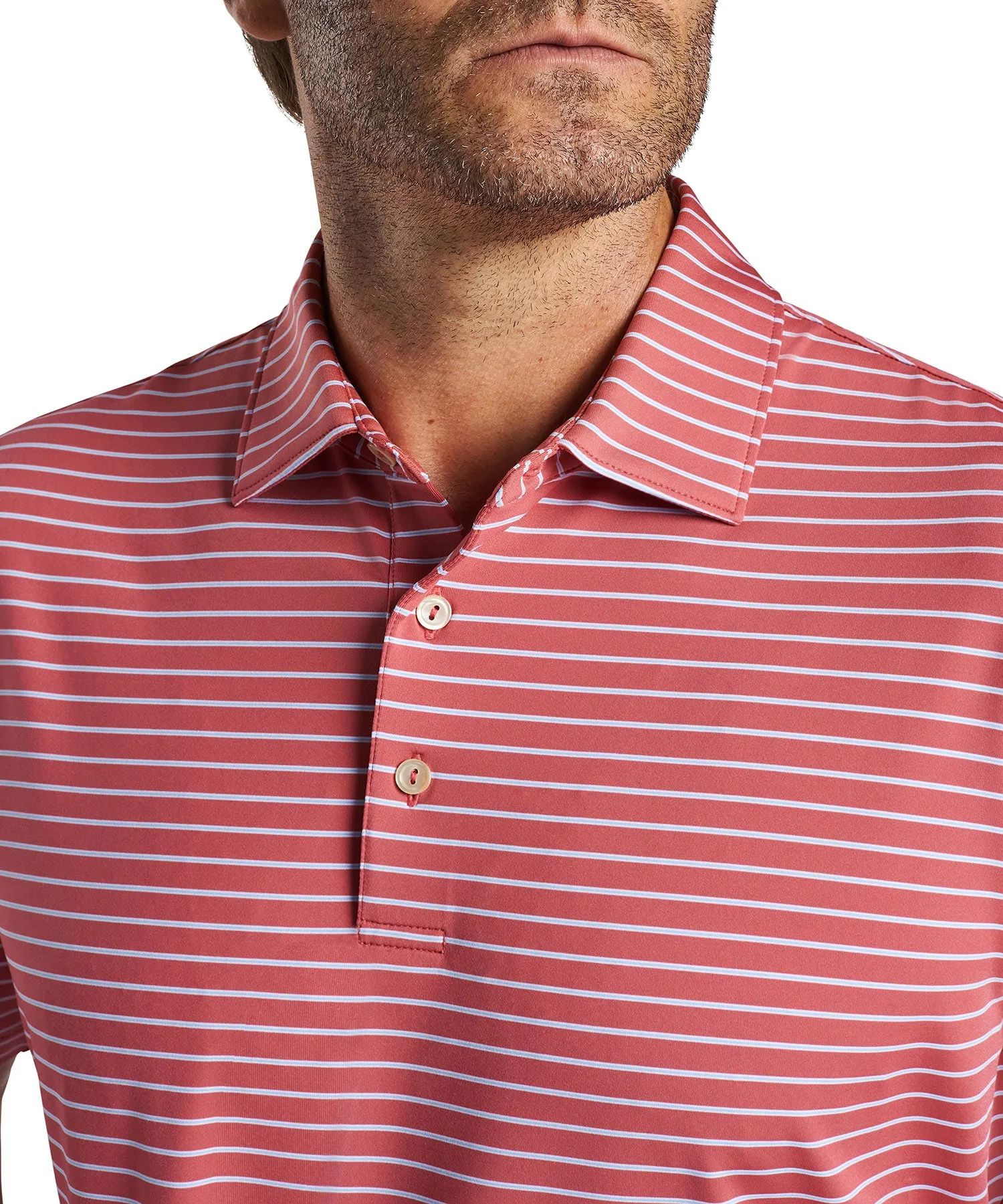 Peter Millar Short Sleeve Drum Stripe Polo Knit Shirt