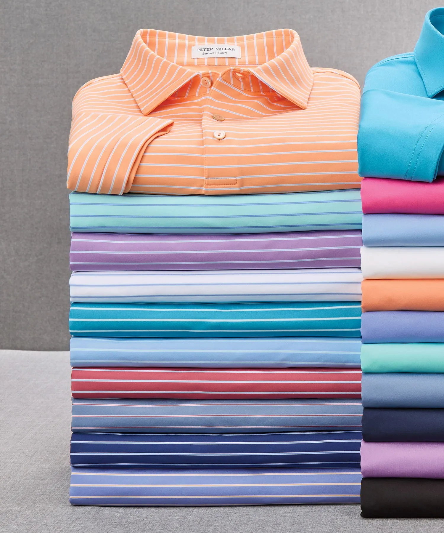 Peter Millar Short Sleeve Drum Stripe Polo Knit Shirt