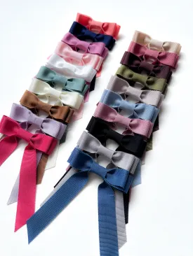 Petite Grosgrain Long Bow | Upscale Bows for Women | Bow with Tails | Luxury Designer Hair Bows | Made to Order