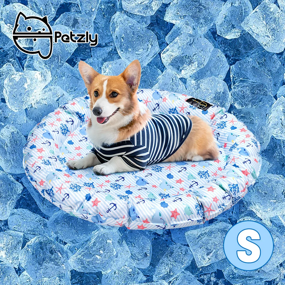 Petzly Pet Cool Gel Mat Dog Cat Bed Non-Toxic Cooling Dog Summer Pad Round 62CM