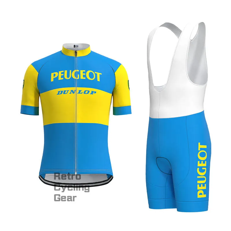 Peugeot Blue-Yellow Retro Long Sleeve Cycling Kit