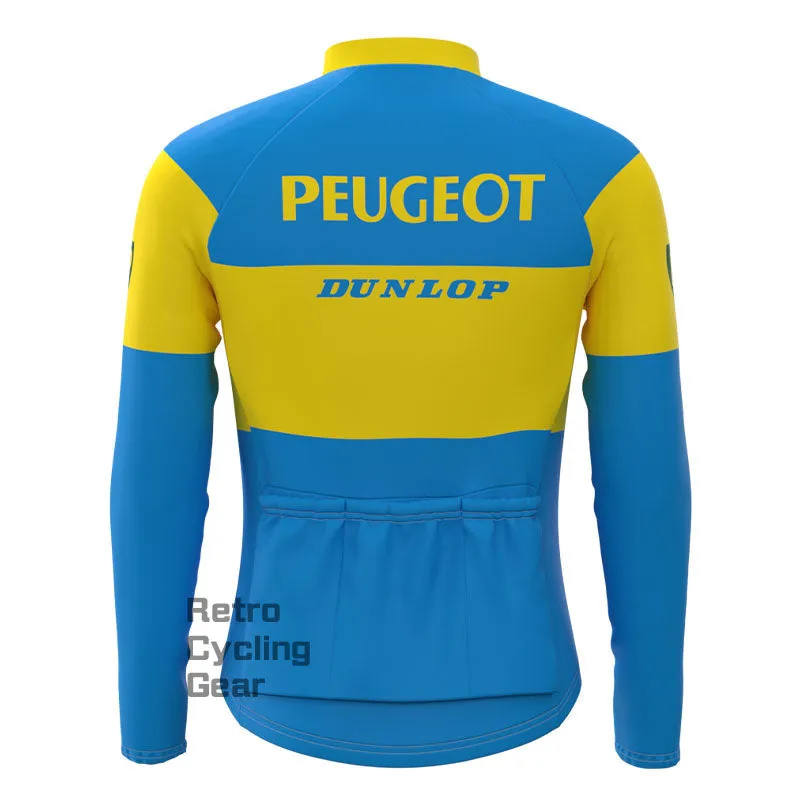 Peugeot Blue-Yellow Retro Long Sleeve Cycling Kit