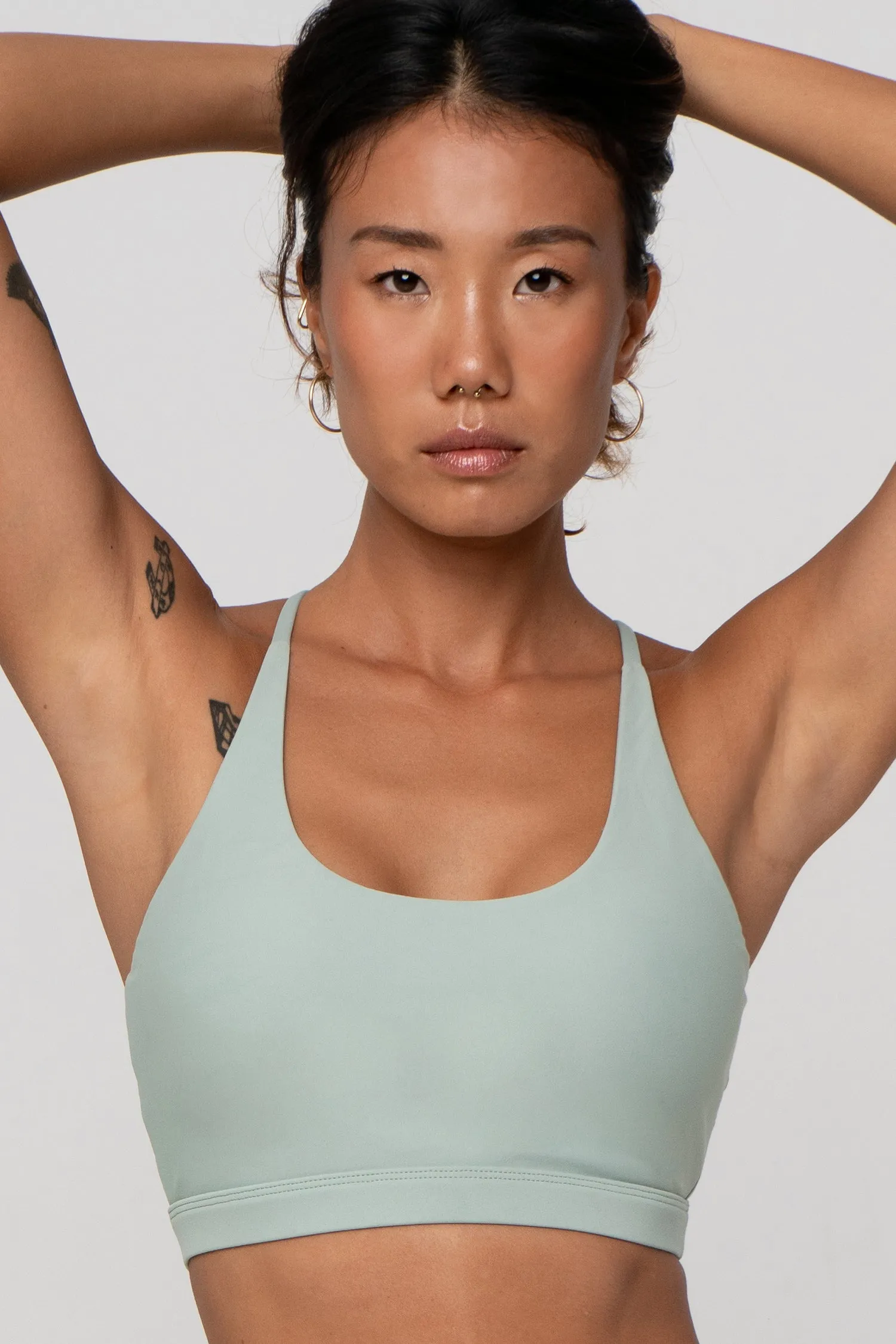 Pia Racerback Sports Bra | Recycled Polyester | Celadon