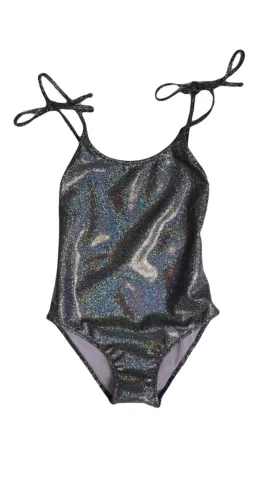 Piccoli Principi Girls Afrodite Black Glitter One Piece Swimsuit