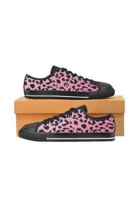 Pink & Black Leopard Women's Classic Canvas Shoes