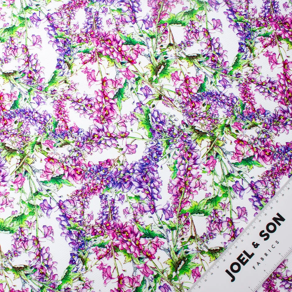 Pink & Purple Floral Printed Cotton Piqué