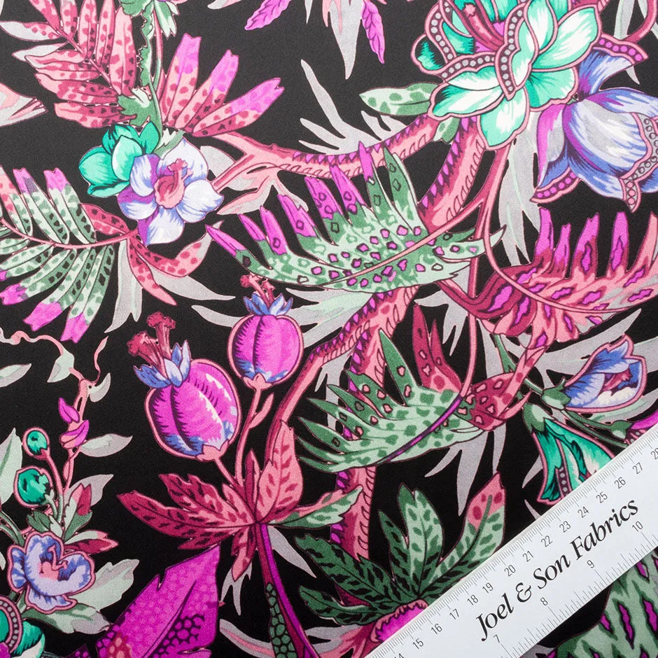 Pink & Purple Floral Printed Ungaro Silk (A 2.50m Piece)