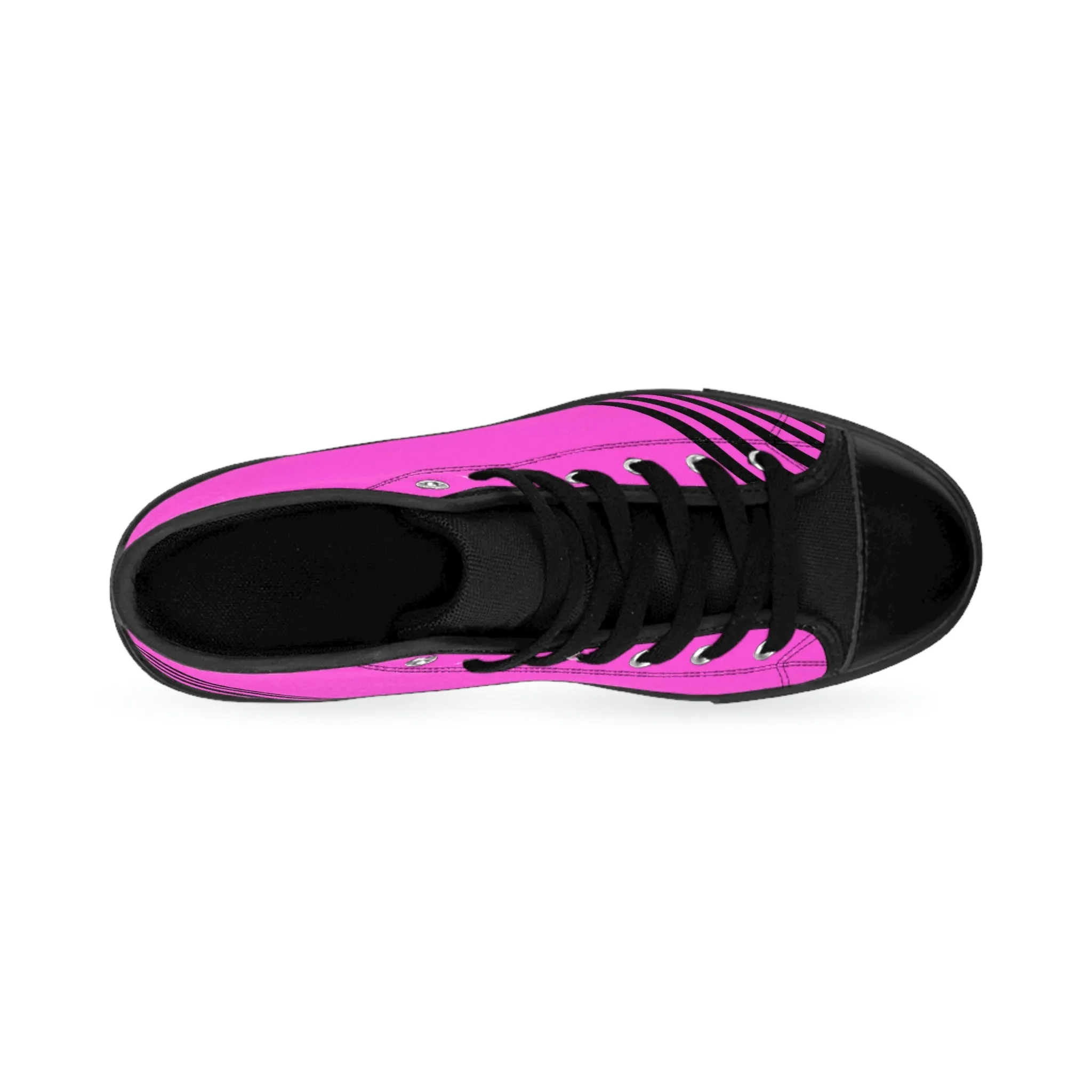 Pink Black Striped Men's Sneakers, Diagonal Striped Printed Designer Men's High Top Sneakers