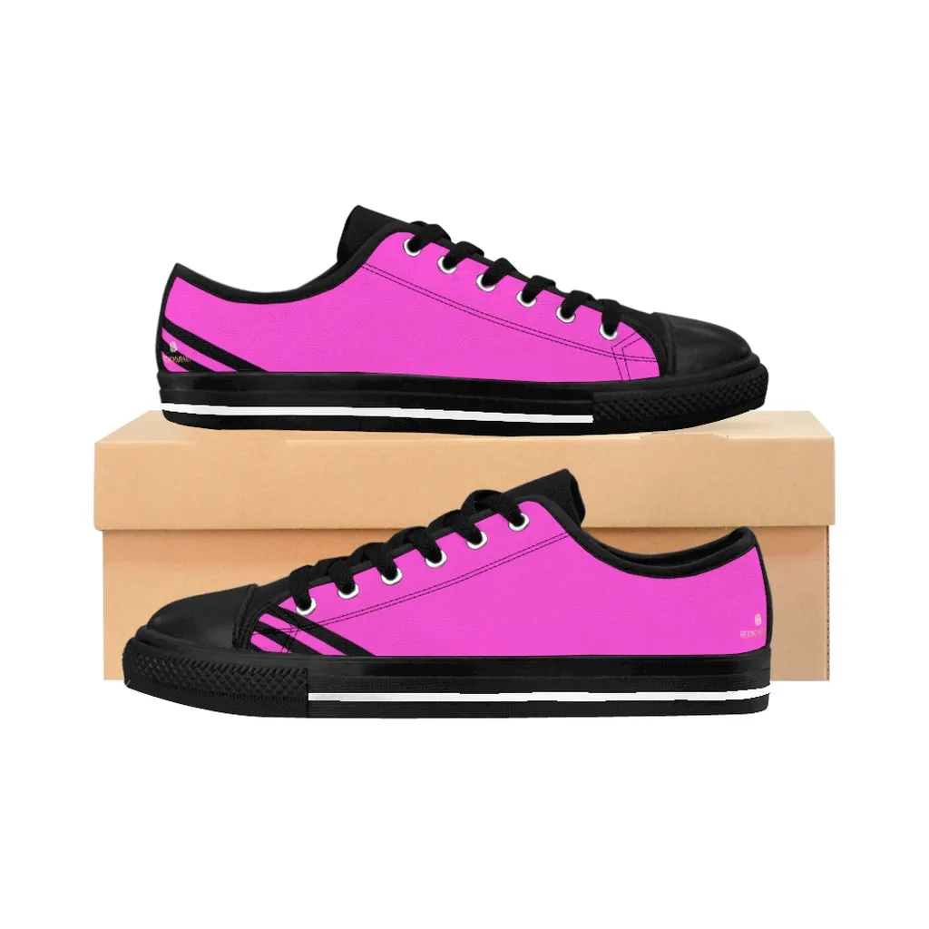 Pink Black Striped Women's Sneakers, Modern Stripes Tennis Shoes For Ladies (US Size: 6-12)