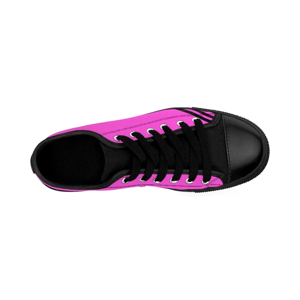 Pink Black Striped Women's Sneakers, Modern Stripes Tennis Shoes For Ladies (US Size: 6-12)