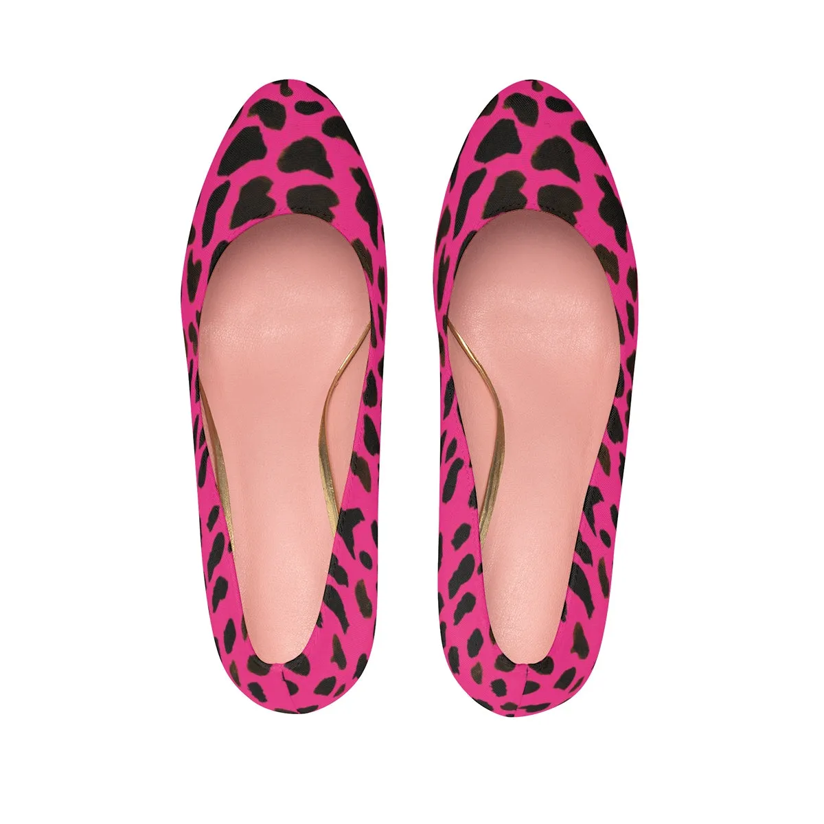 Pink Cow Print Heels, Pink Brown Cow Print Animal Women's 4" Platform Pumps Stilettos