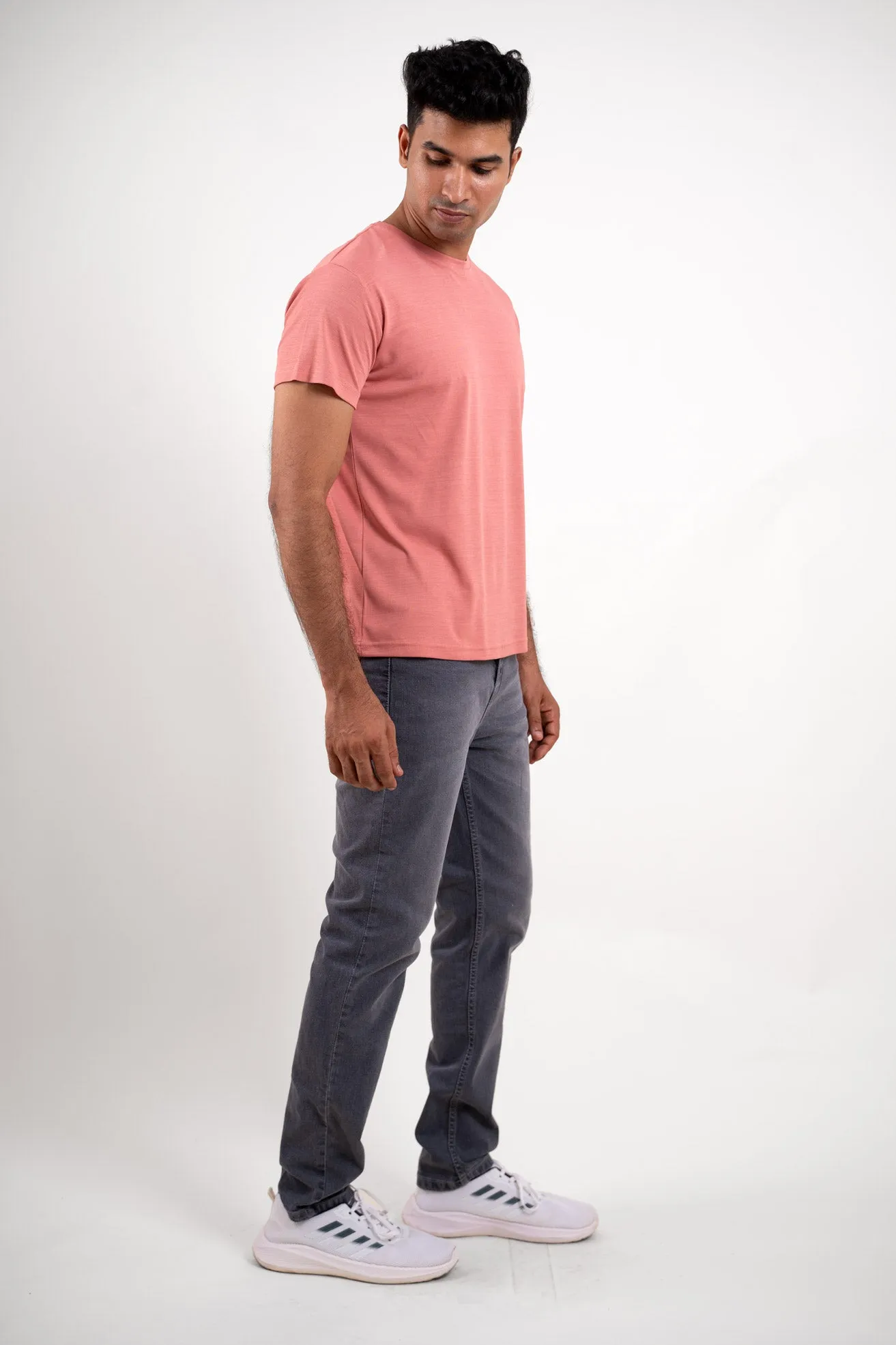 Pink Crew Neck Tshirt - ProStretch Classic Tee For Man