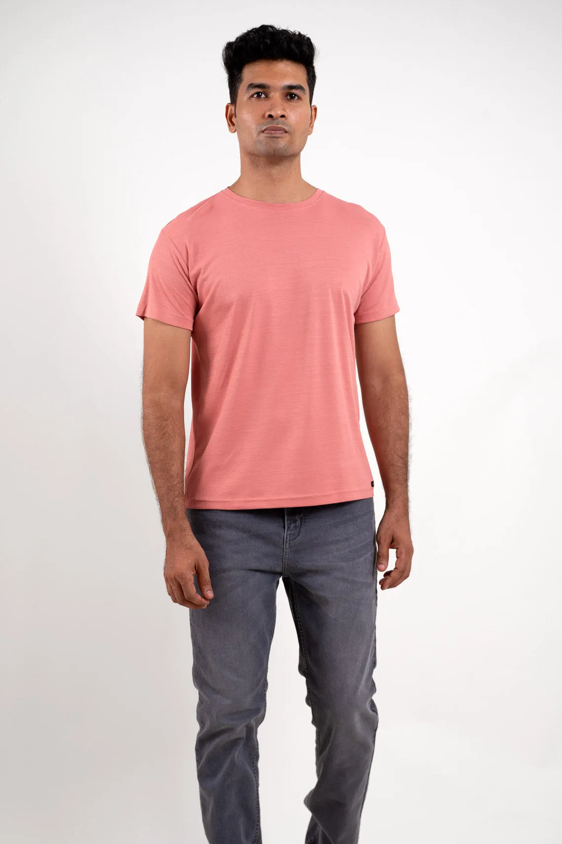 Pink Crew Neck Tshirt - ProStretch Classic Tee For Man