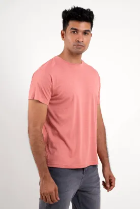 Pink Crew Neck Tshirt - ProStretch Classic Tee For Man