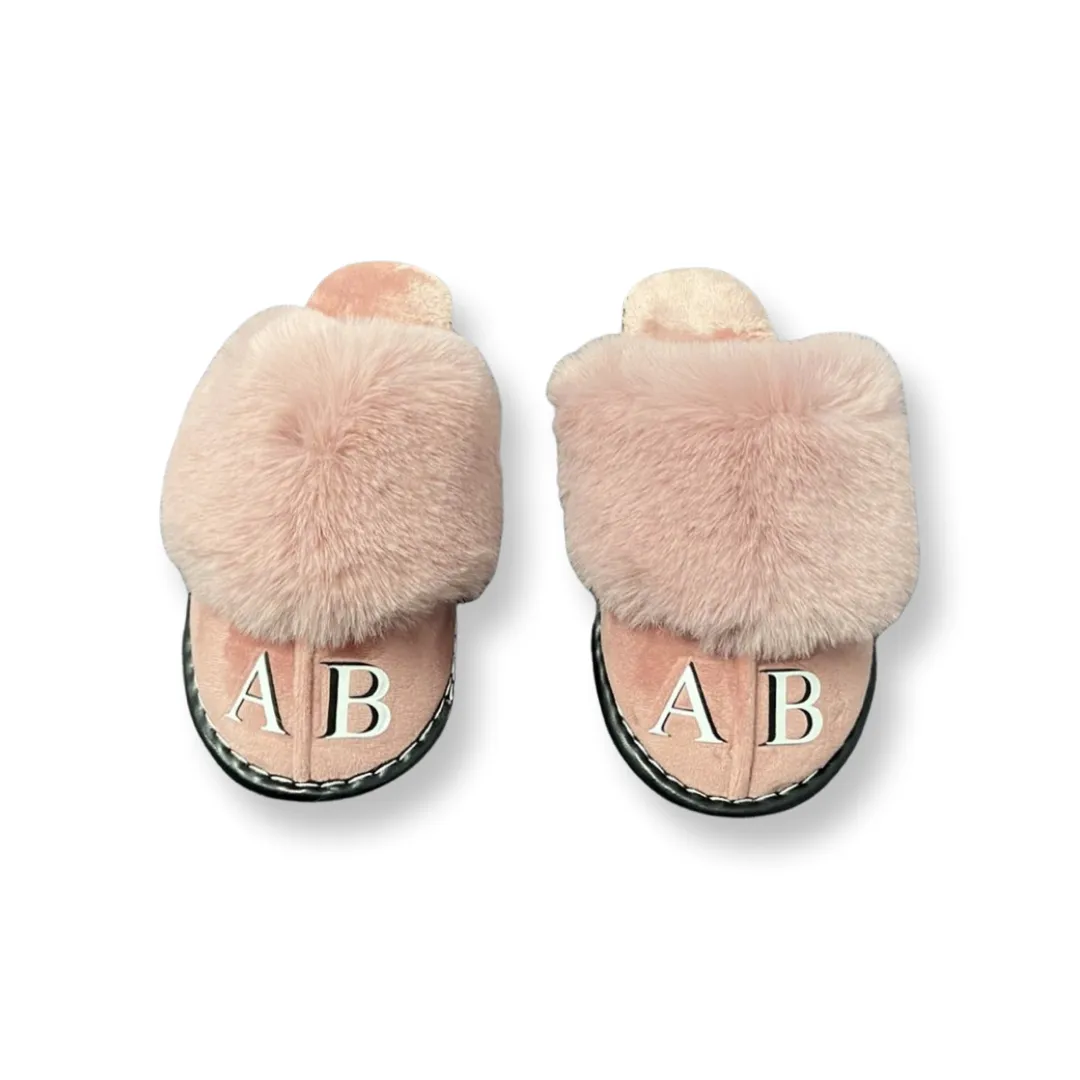 Pink  Double Initial Slippers