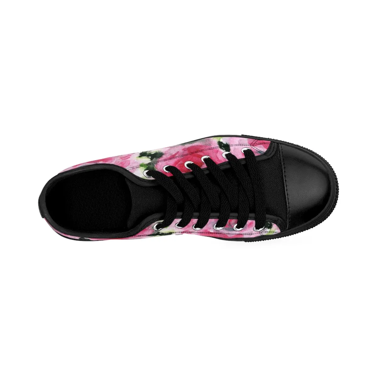 Pink Floral Women's Low Tops, Garden Fairy Rose Floral Designer Low Top Women's Sneakers Shoes (US Size 6-12)