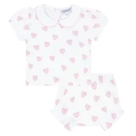 Pink Heart Print Diaper Cover Set