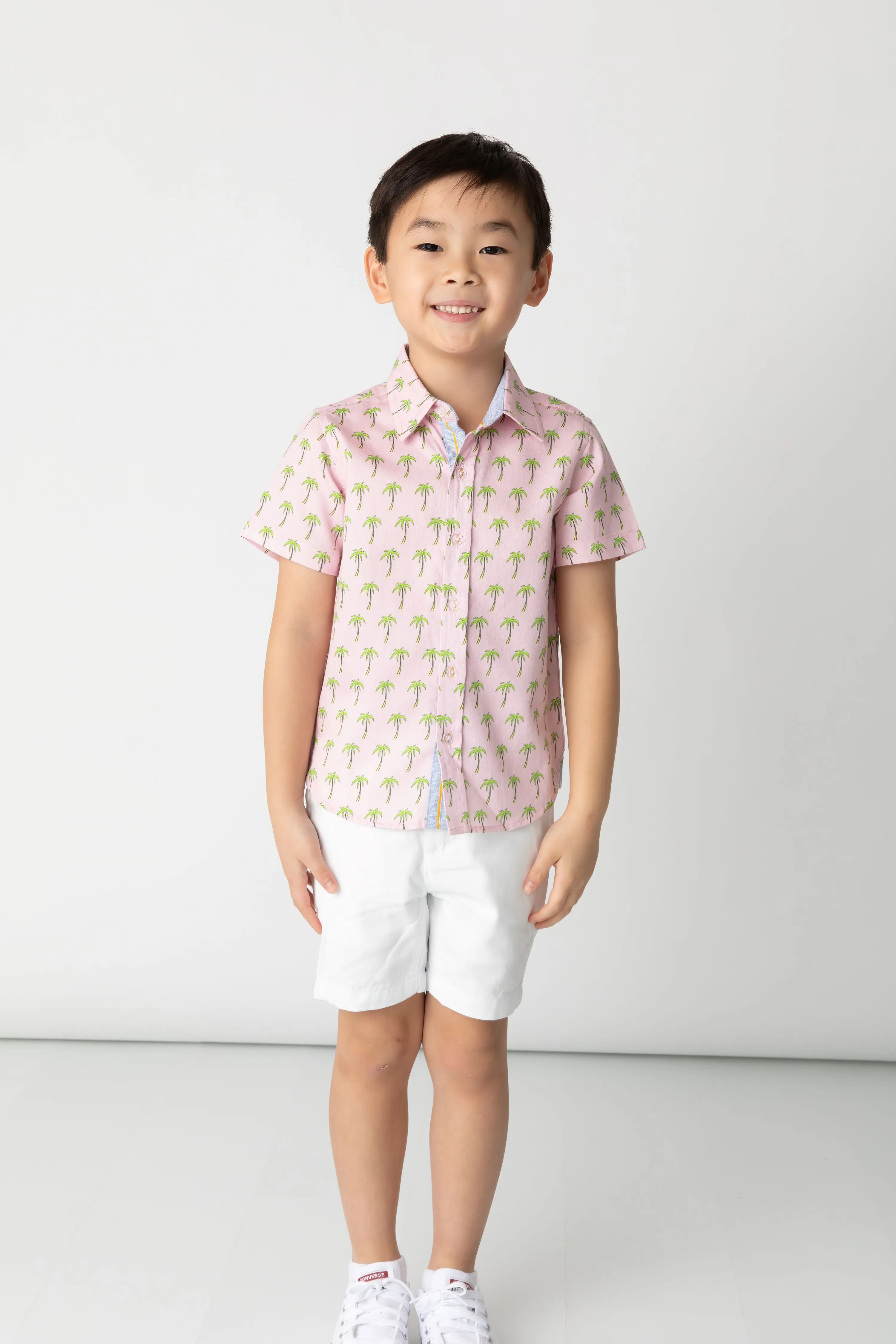 Pink Palms Shirt in Short Sleeves