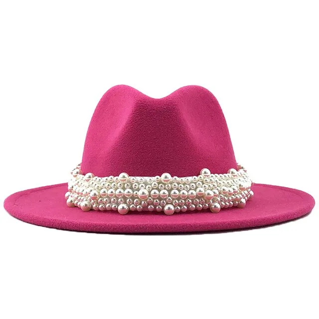 Pink Pearl Fedora Hat