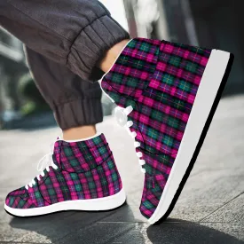 Pink Plaid Sneakers For Men/ Women, Pink Plaid Print Best Designer Unisex Women's or Men's High Top Sneakers (Men's US Size: 4-12) (Women's US Size: 5-13)