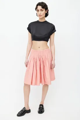 Pink Pleated A-Line Skirt