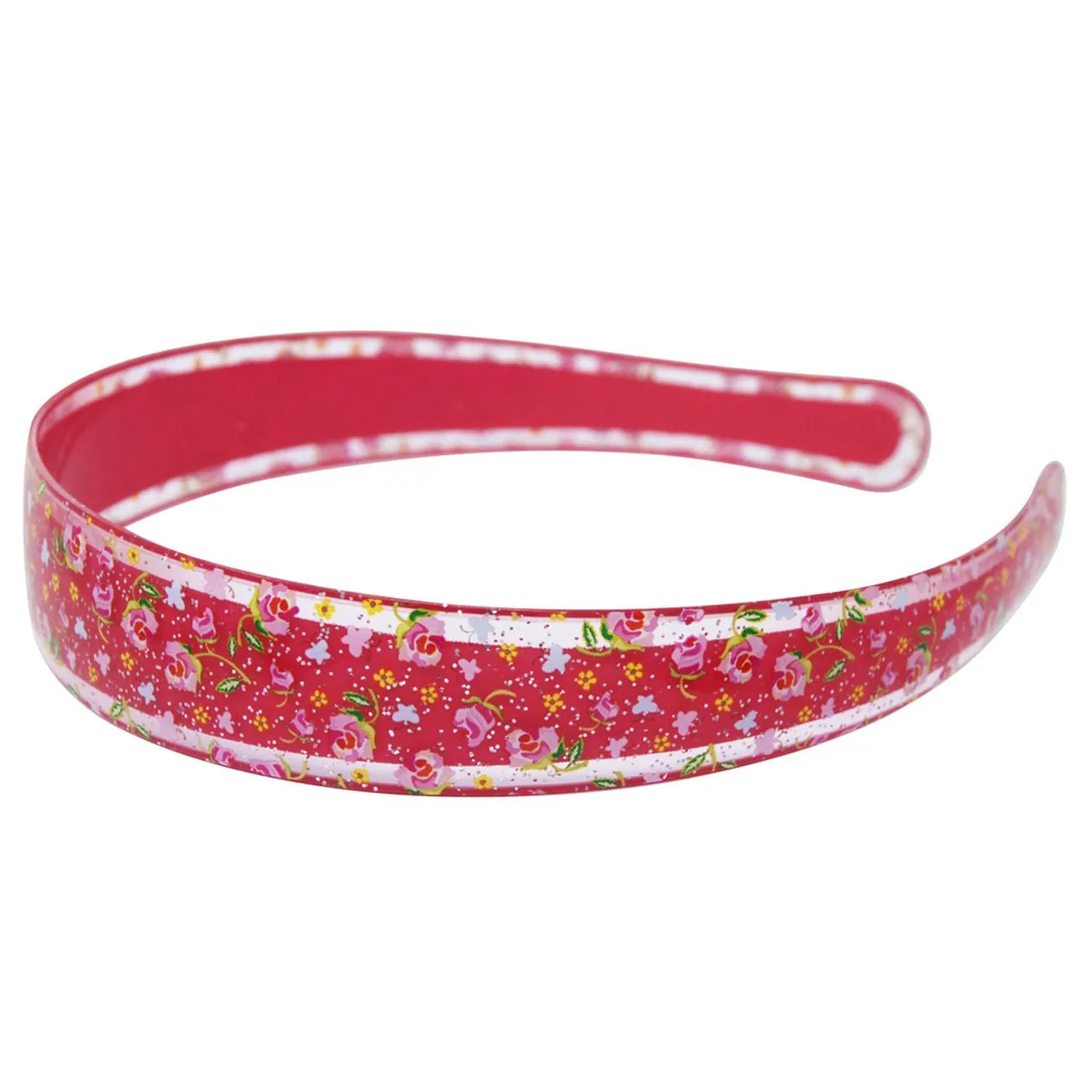 Pink Poppy Floral Print Glitter Headband Assorted Styles