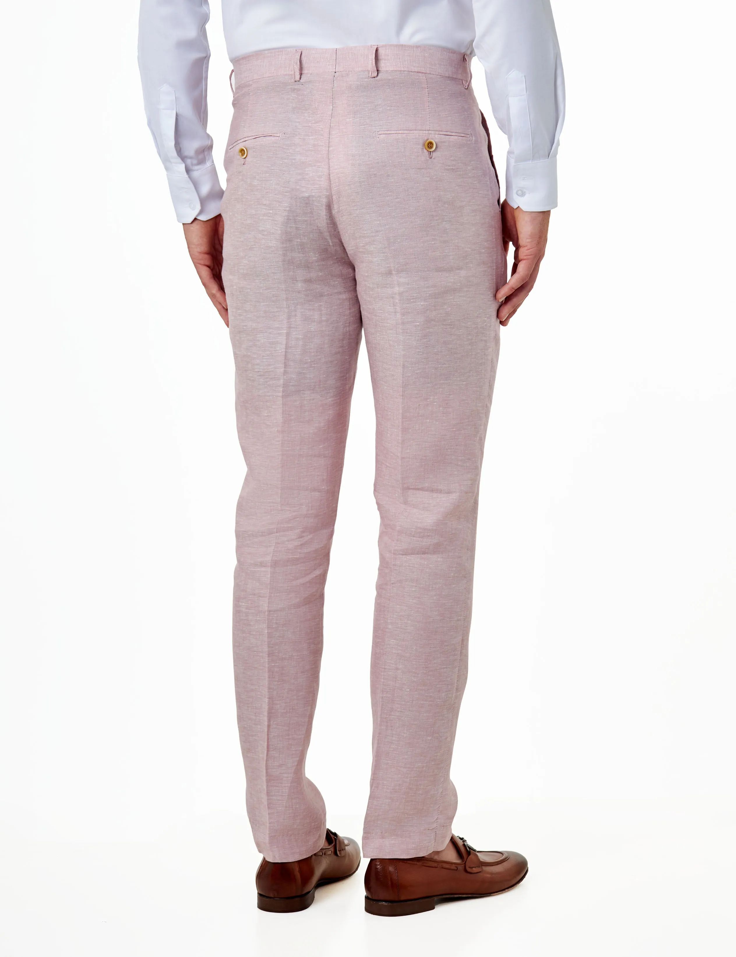 Pink Pure Linen Tailored Fit Summer Suit