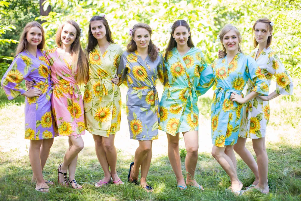 PINK SUNFLOWER ROBES FOR BRIDESMAIDS | GETTING READY BRIDAL ROBES