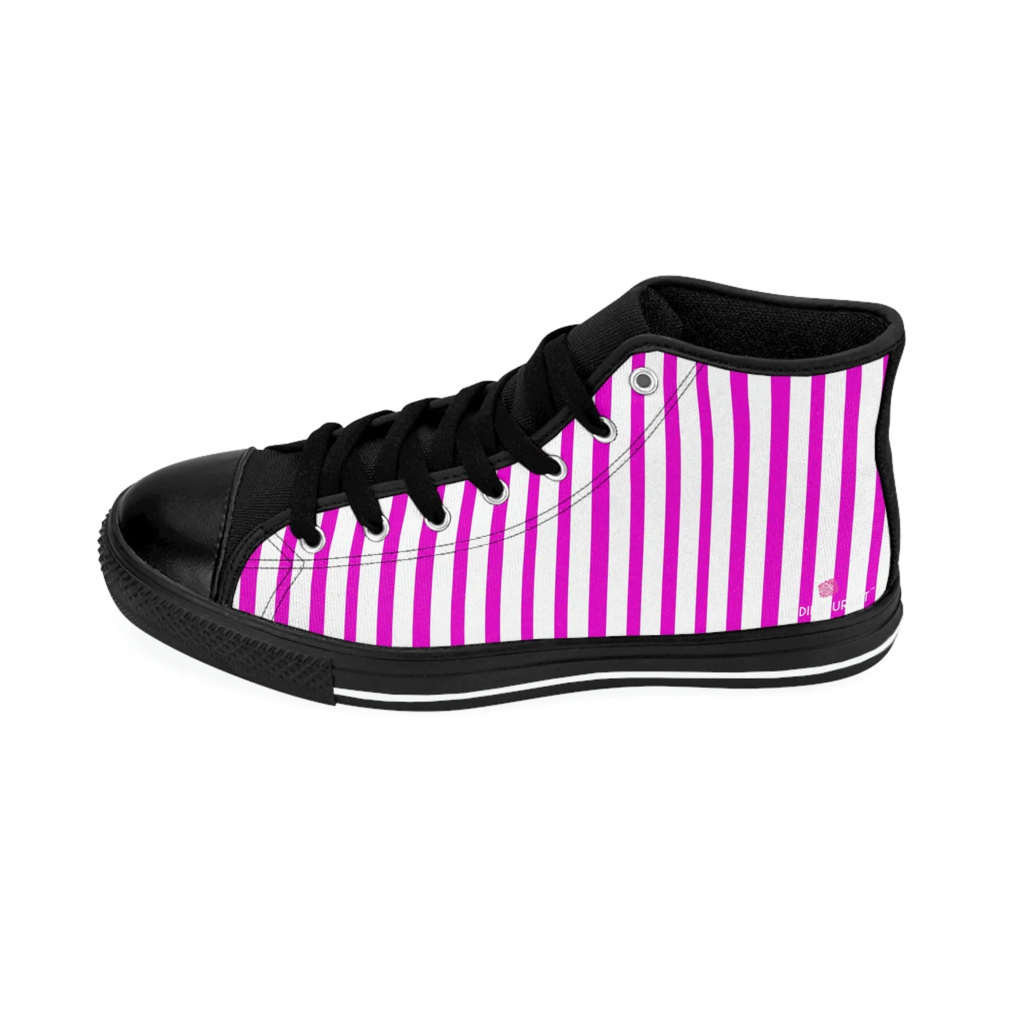 Pink White Striped Men's Sneakers, Modern Stripes Men's Designer Tennis Running Shoes (US Size: 6-14)