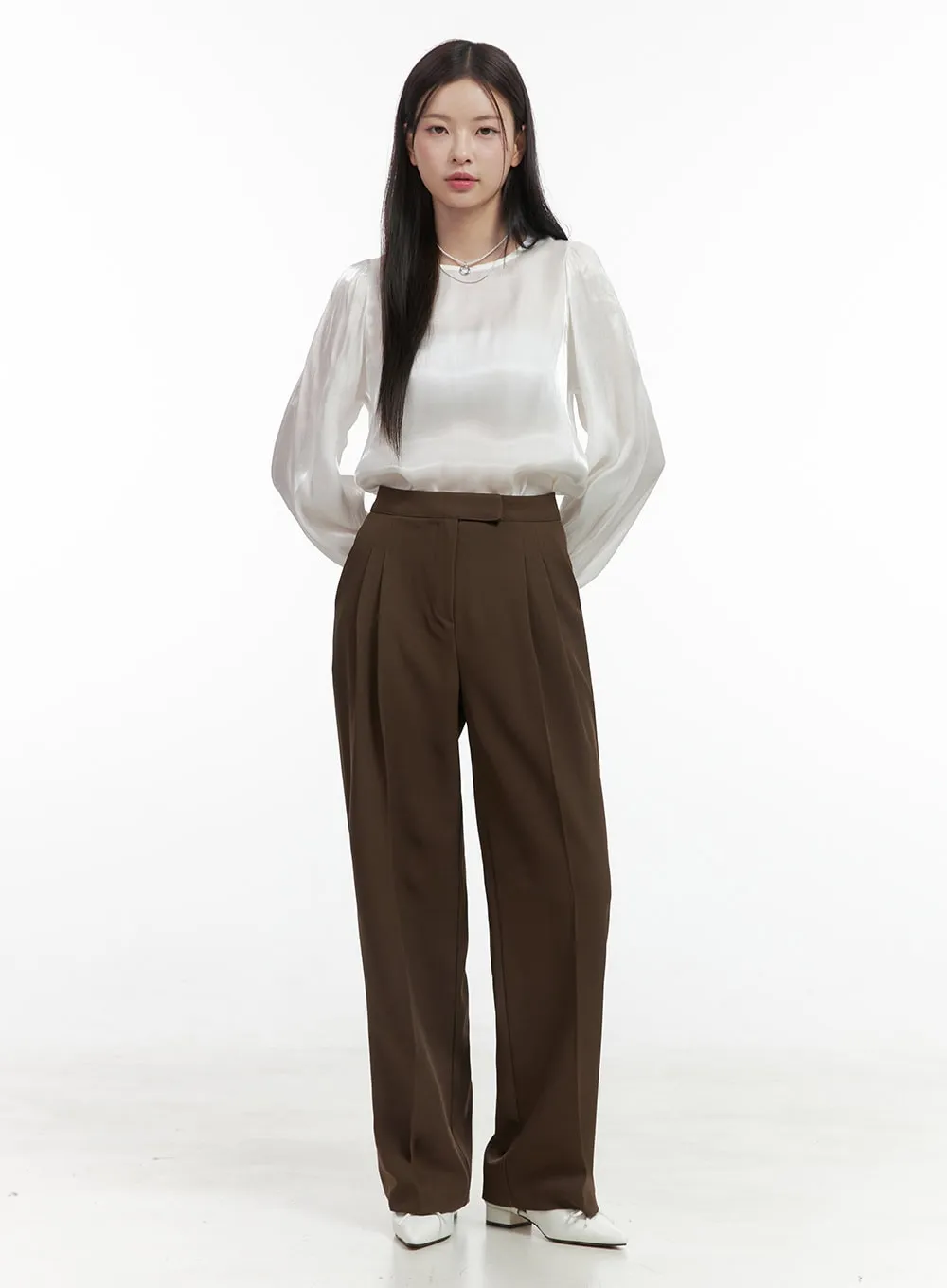 Pintuck  Wide Leg Trousers OO416