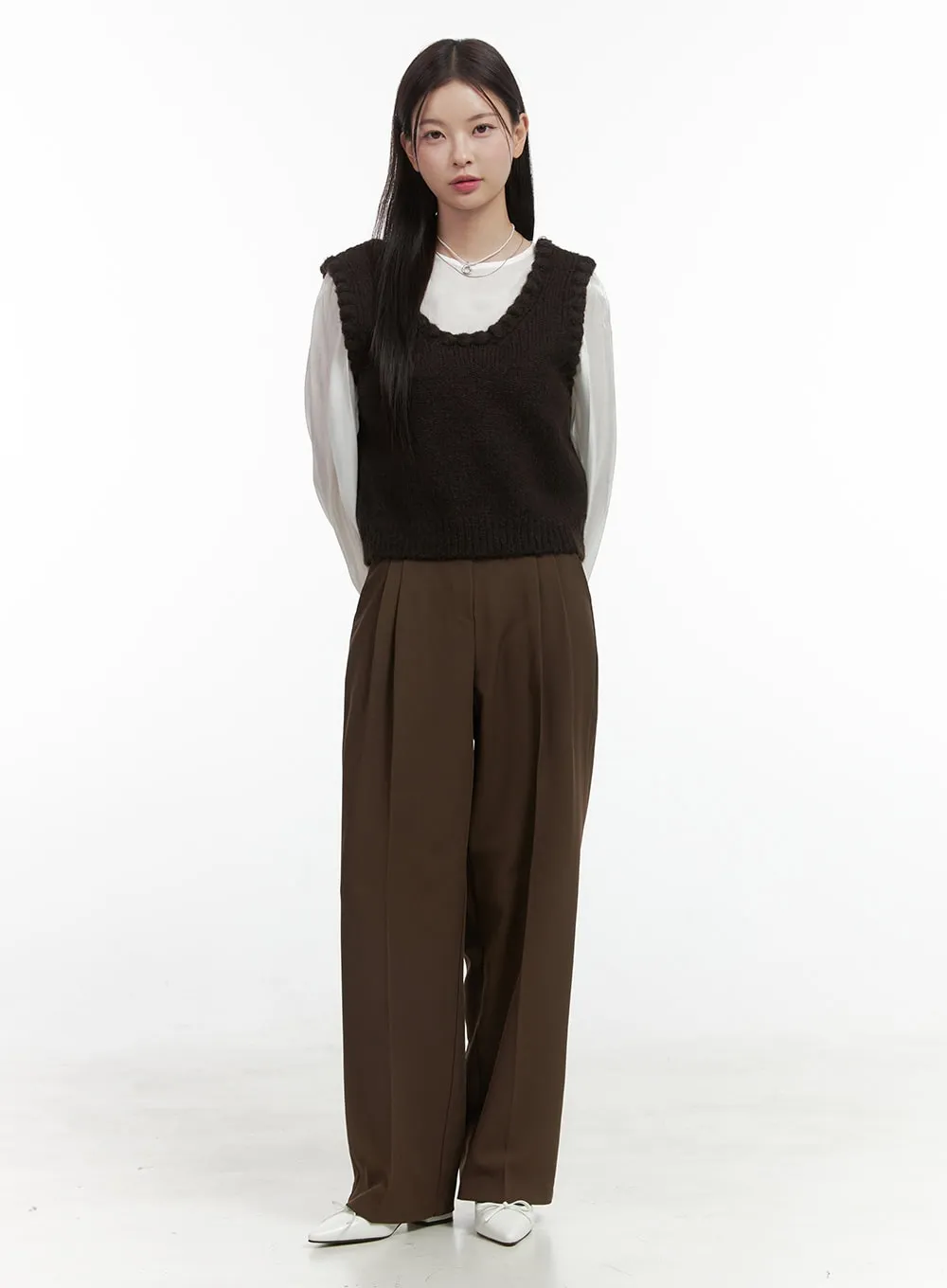 Pintuck  Wide Leg Trousers OO416