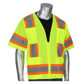 PIP ANSI Type R Class 3 Two-Tone Eleven Pocket Mesh Surveyors Vest