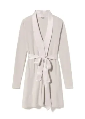 PJ HARLOW Elijah Robe with Satin Trim and Belt - Eggnog