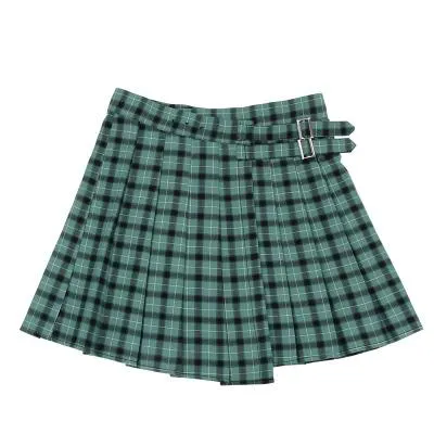 Plaid Double Strap High Waist Skirt SD00375