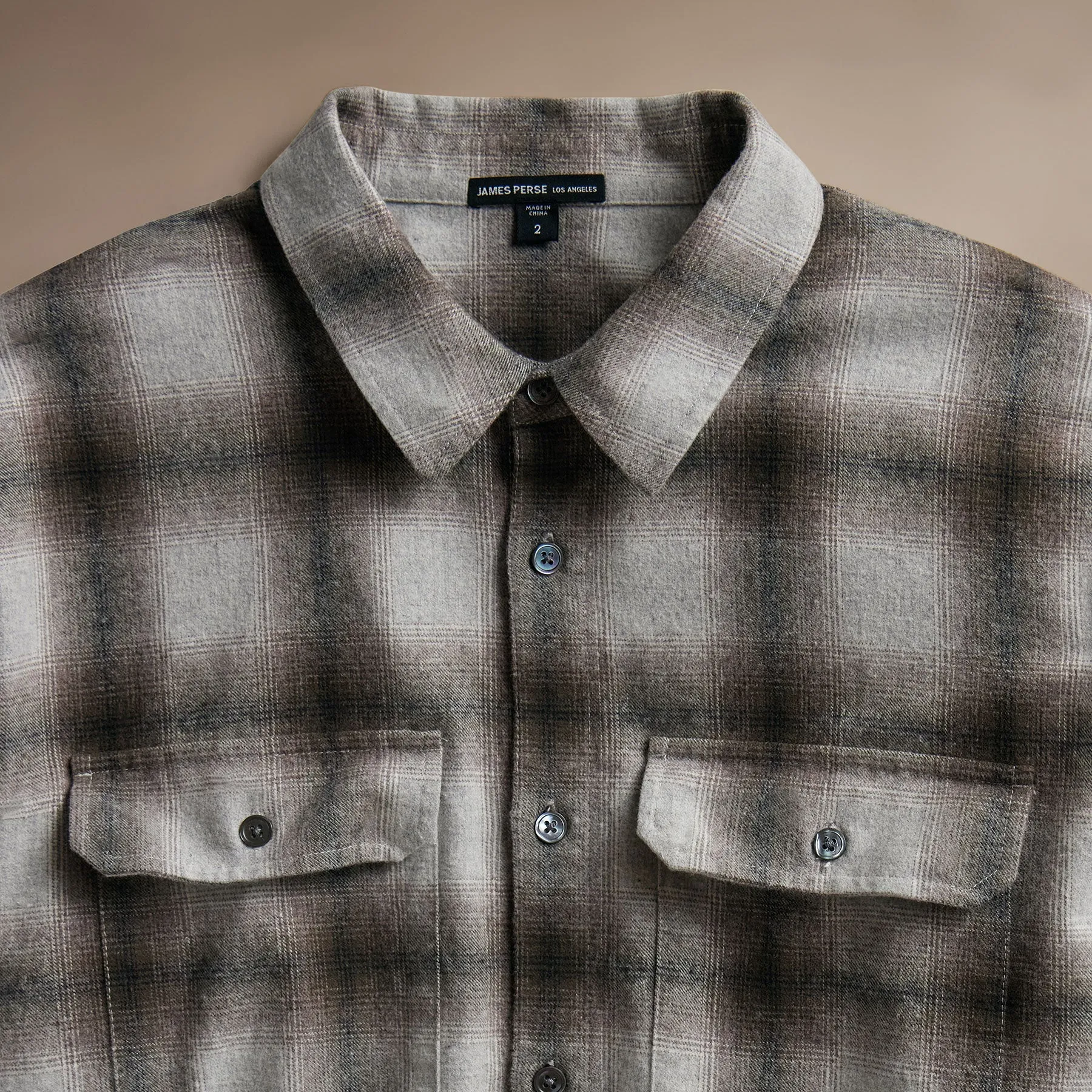 Plaid Flannel Shirt - Beige Plaid