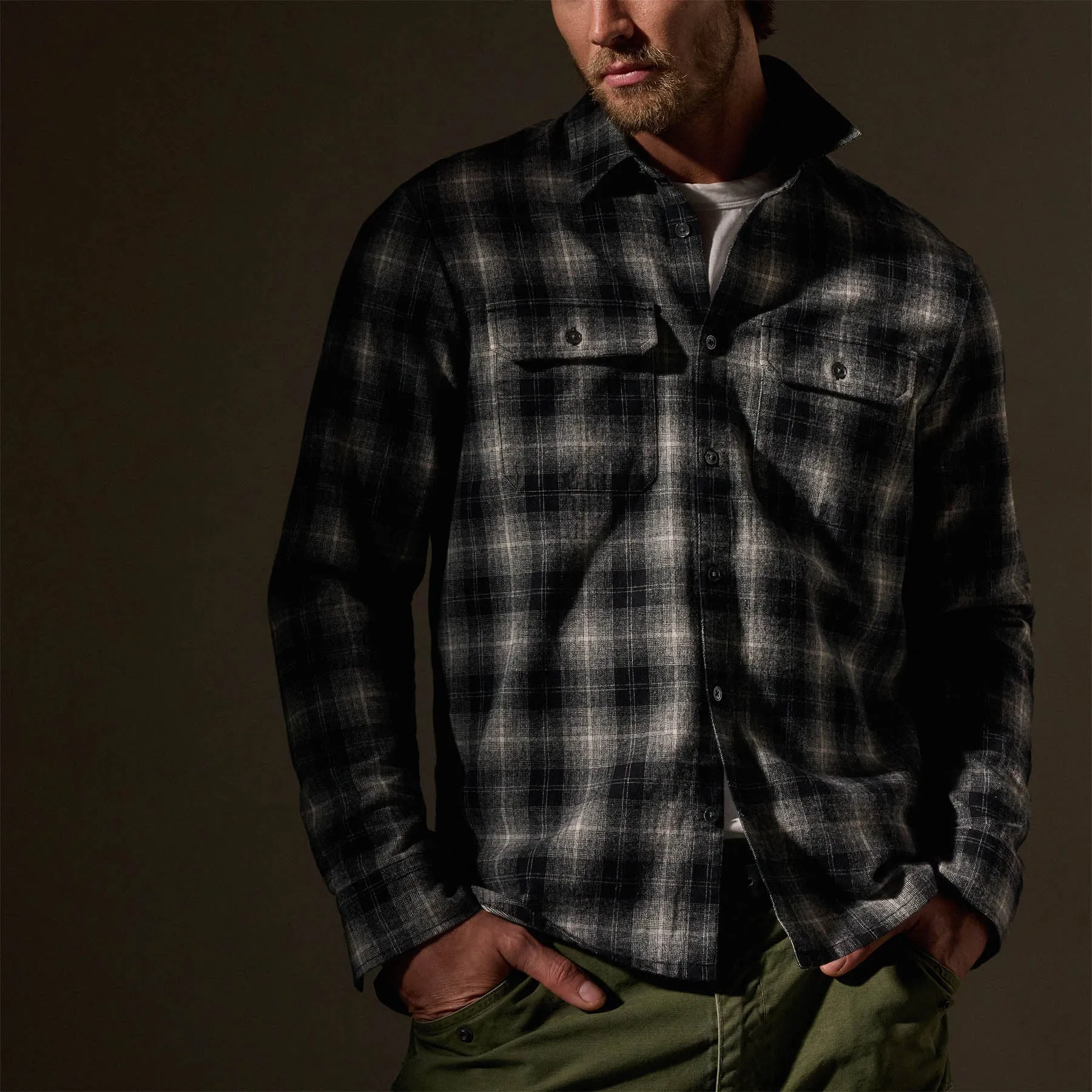 Plaid Flannel Shirt - Black/White