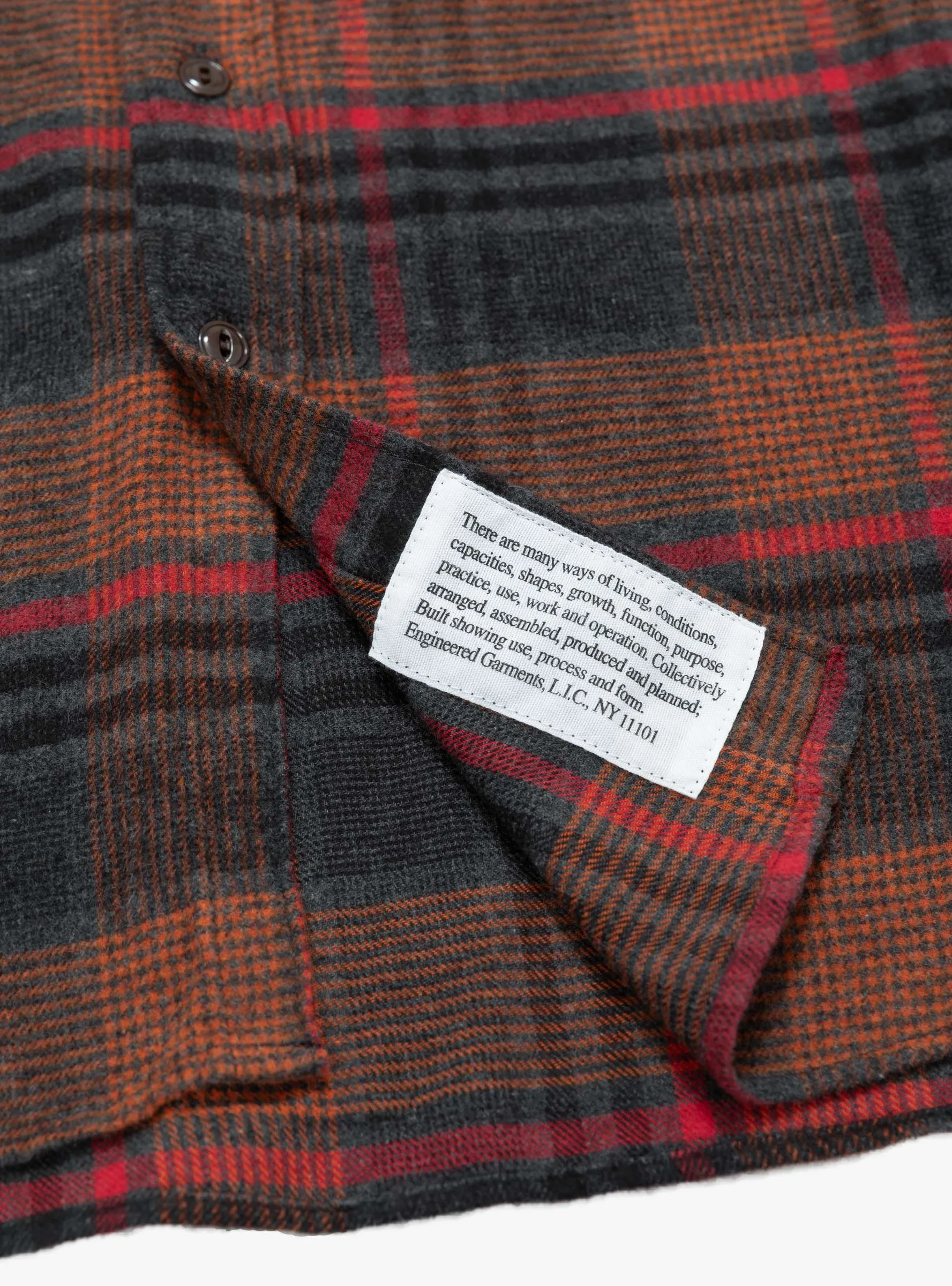 Plaid Flannel Work Shirt Orange & Red