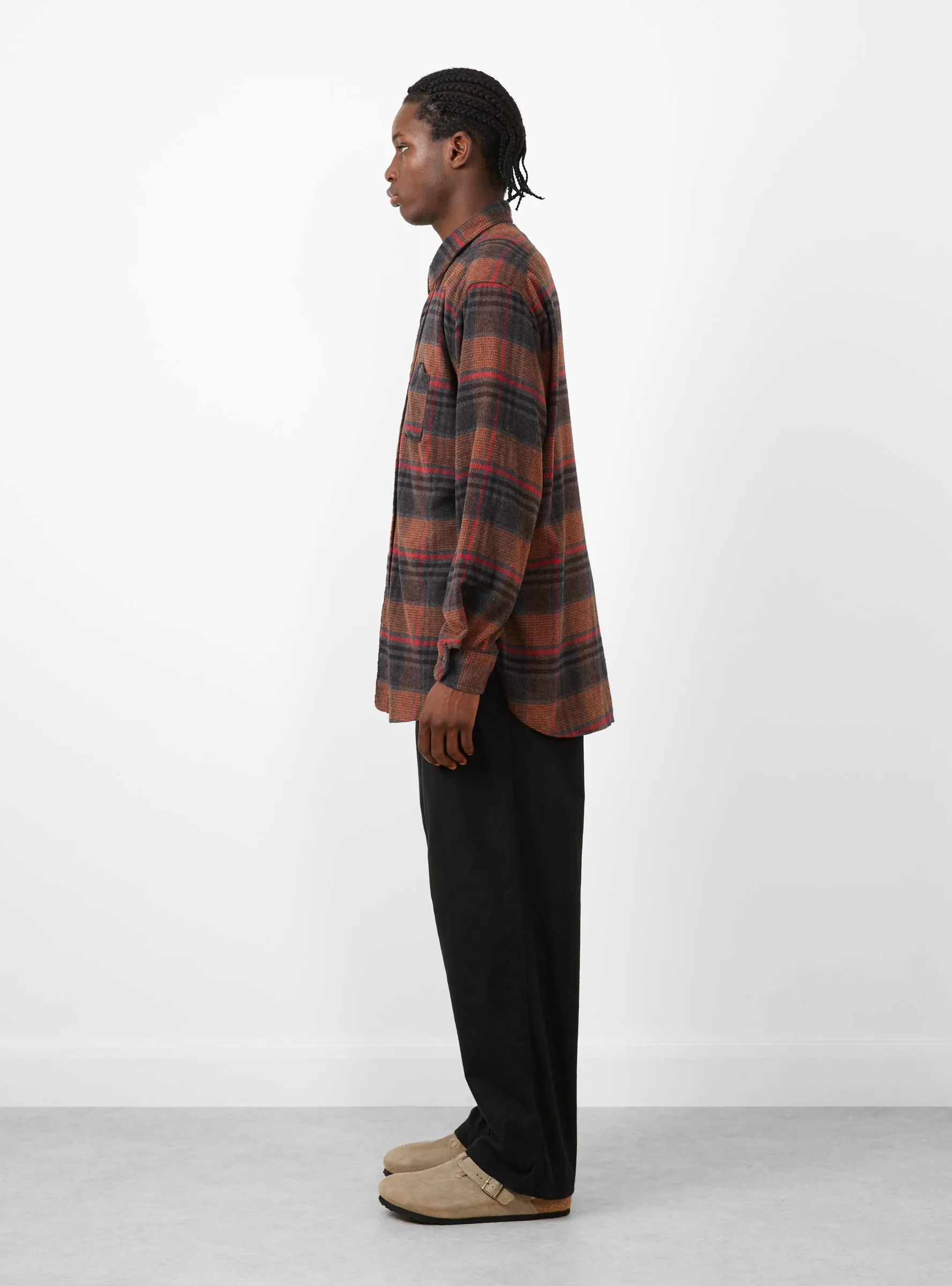 Plaid Flannel Work Shirt Orange & Red