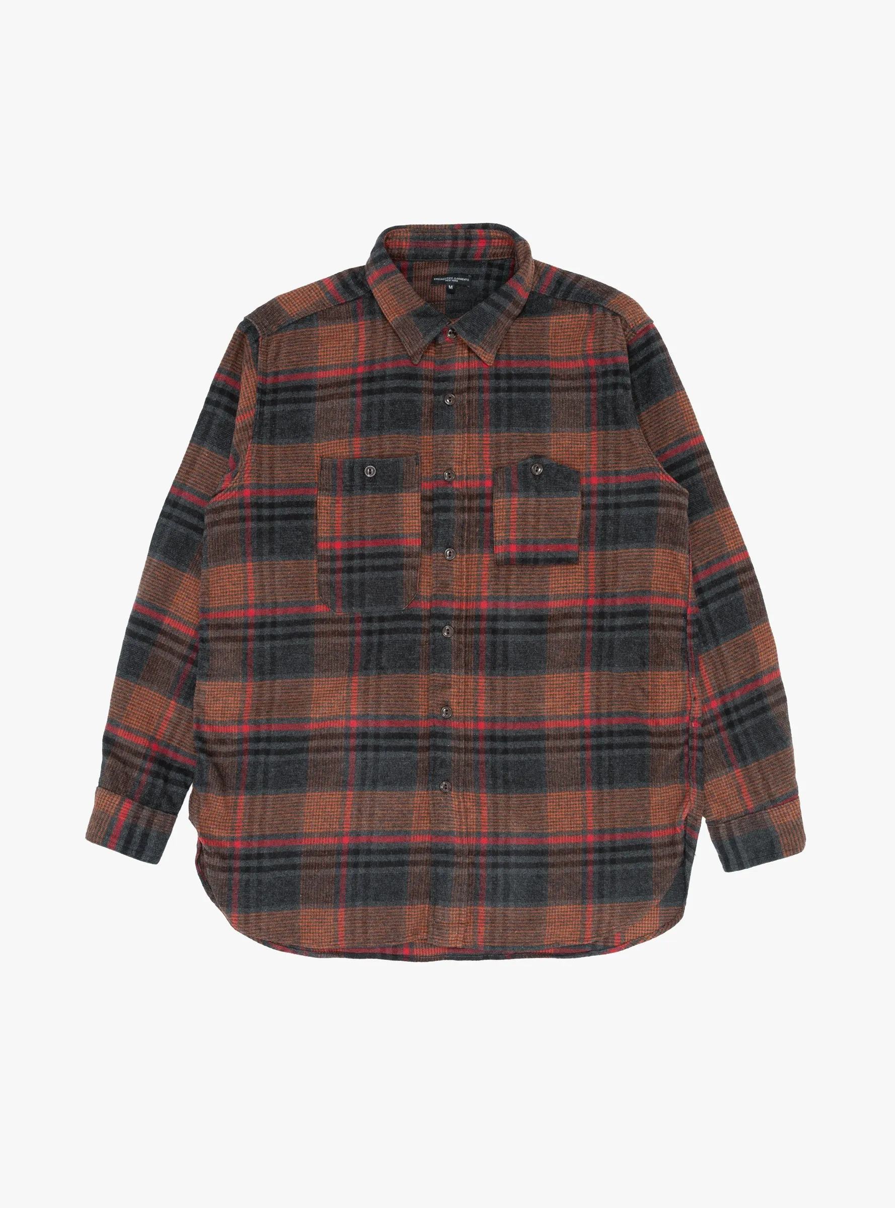 Plaid Flannel Work Shirt Orange & Red