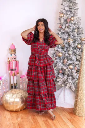 Plaid Holidays Red Maxi Dress