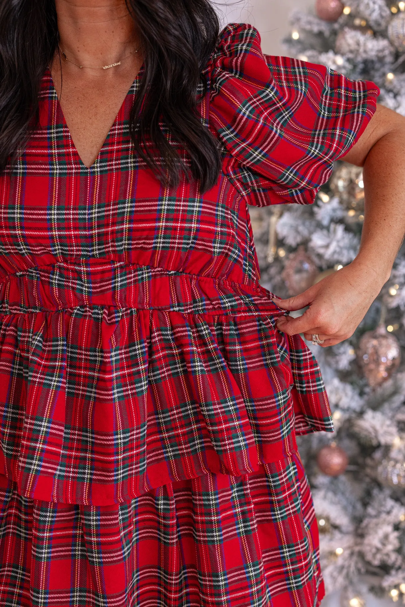 Plaid Holidays Red Maxi Dress