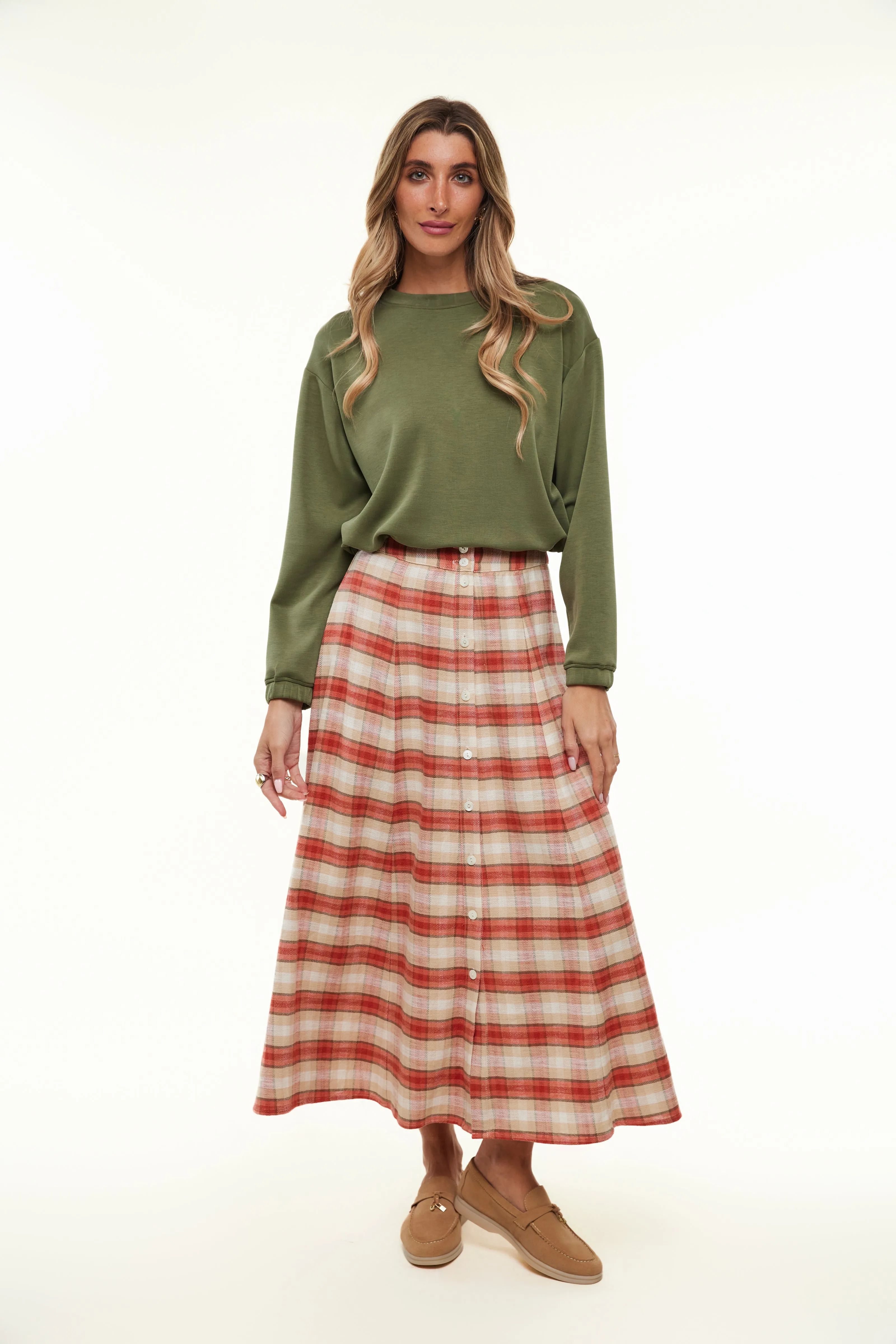 Plaid Midi Skirt