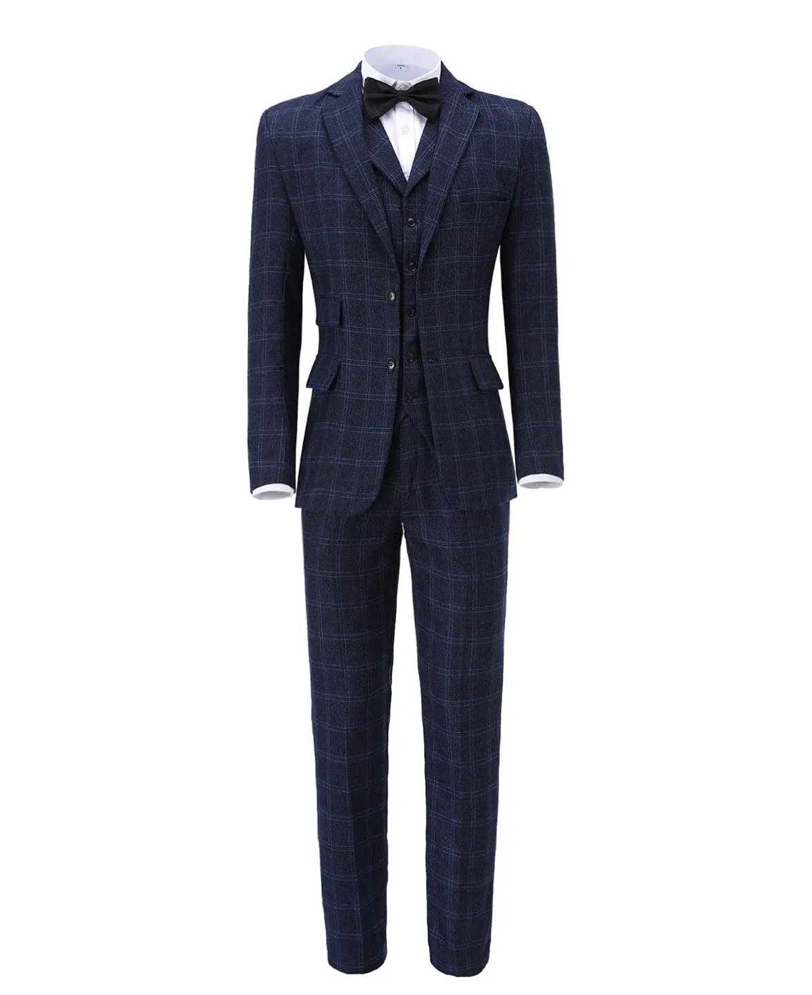 Plaid Notch Lapel 3 Pieces Mens Suit For Wedding (Blazer vest Pants)