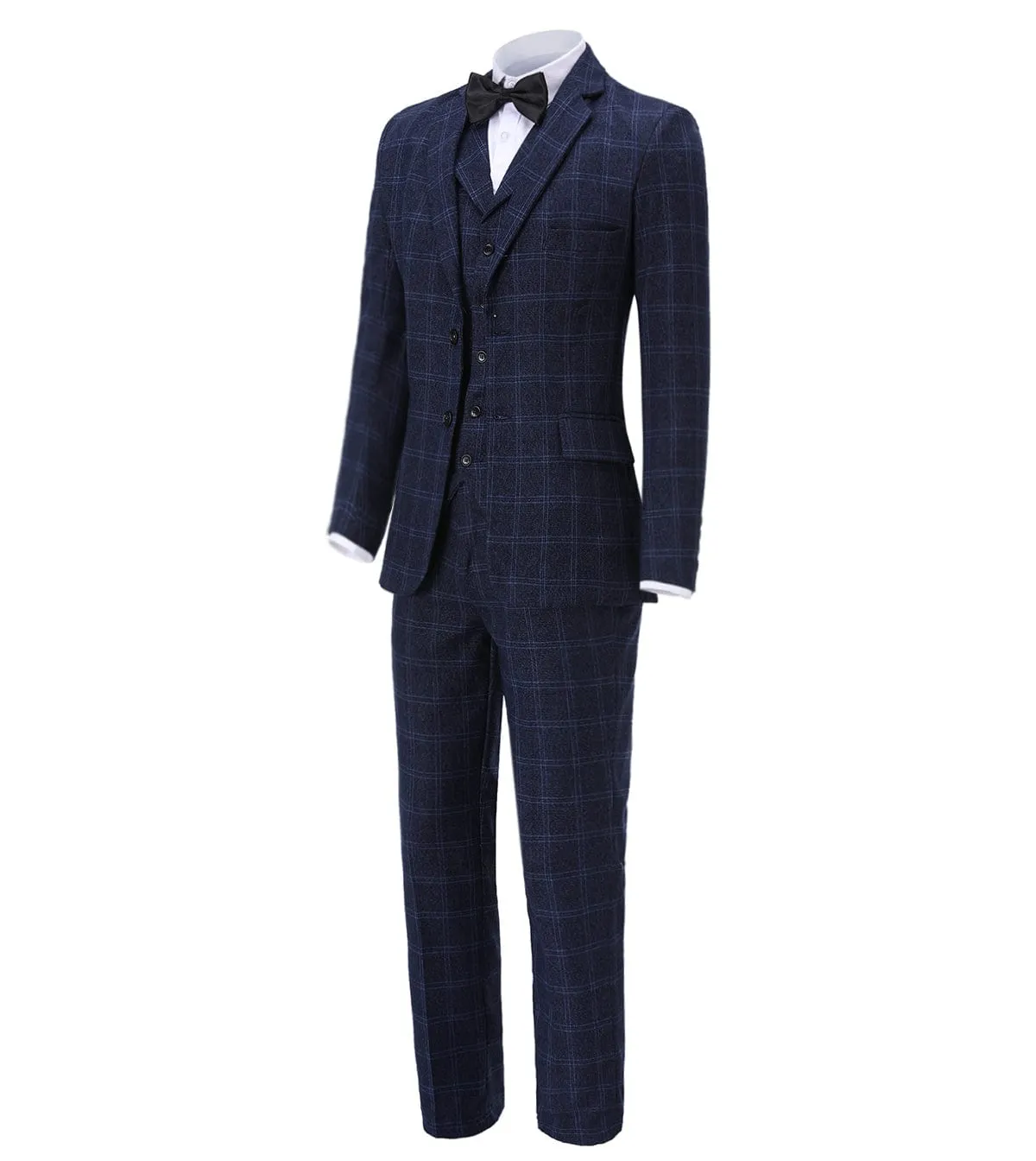 Plaid Notch Lapel 3 Pieces Mens Suit For Wedding (Blazer vest Pants)