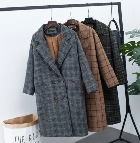 Plaid Woolen Coat