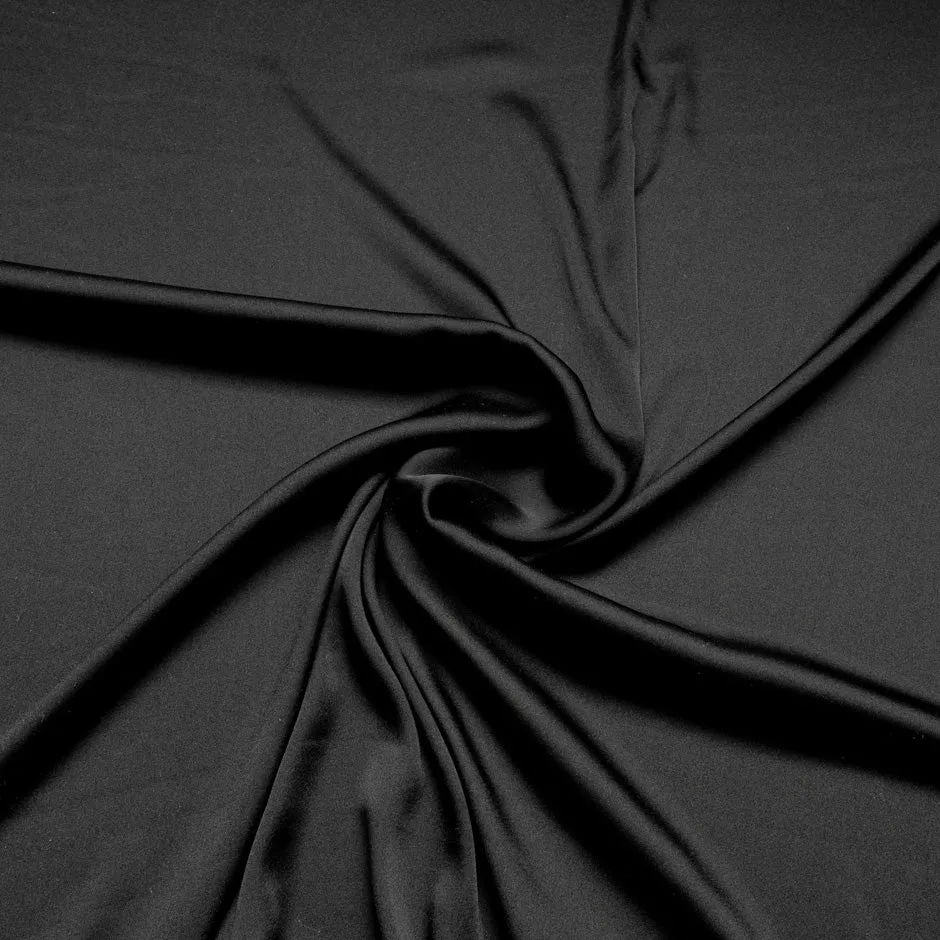 Plain Black Microfibre Satin